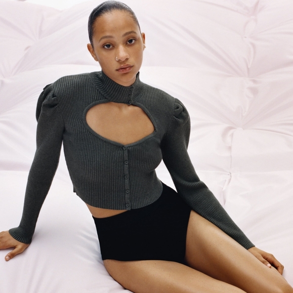 ZARA | Bloggers Fave Puff Sleeve Cut Out Sweater - Picture 11 of 16